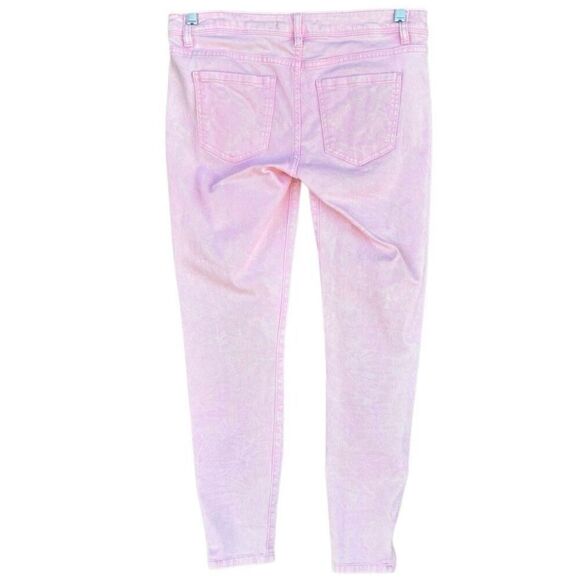 Life In Progress Pink Acid Denim Skinny Jeans Women’s Size 28 Zip Ankle Boot - Picture 5 of 8